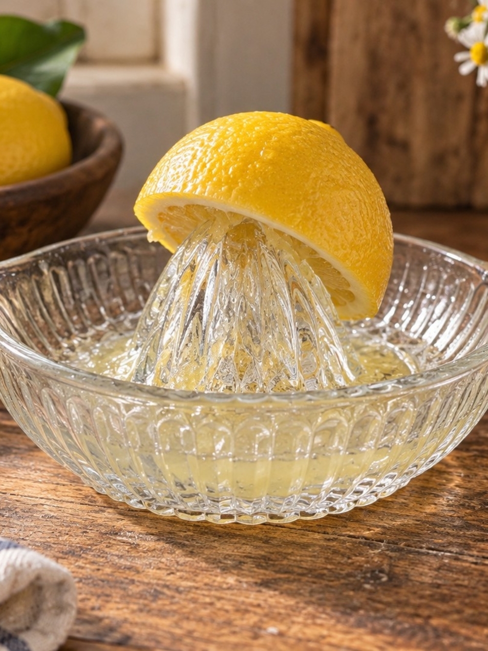 Vintage Clear Pressed Glass Citrus Juicer Reamer Lemon Orange Squeezer